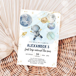 Outer Space First Trip Around the Sun 1st Birthday Inbjudningar