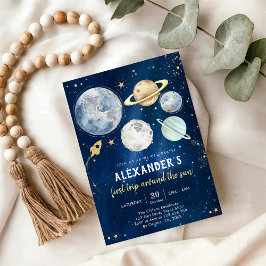 Outer Space First Trip Around the Sun 1st Birthday Inbjudningar