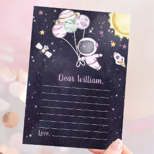 Outer Space Flicka Baby Shower Galaxy Bebis Inbjudningar