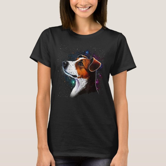 Outer Space Galaxy Astronaut Jack Russell Terrier T Shirt (Framsida)