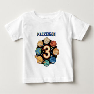 Outer space personligt namn 3-års födelsedagsfest  t shirt