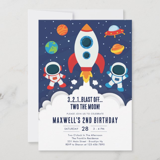Outer Space Planets Astronaut Boy Birthday Inbjudningar (Framsida)