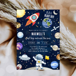 Outer Space Planets Astronaut Boy Birthday Inbjudningar