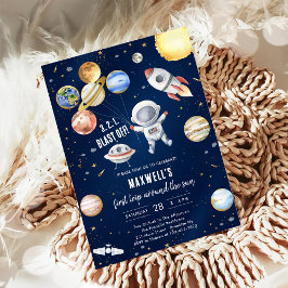Outer Space Planets Astronaut Boy Birthday Inbjudningar