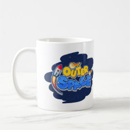 Outer Space Rocket Cartoon Design Kaffemugg