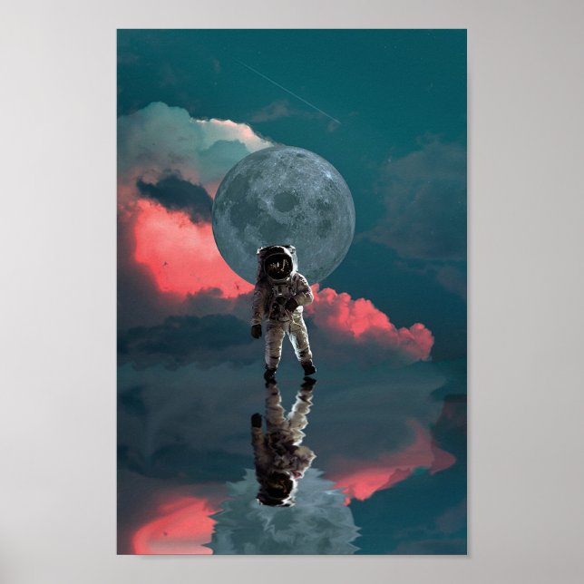 Outerspace Astronaut Art Space Kostym Clipart Poster (Framsidan)