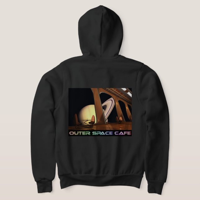 OuterSpaceCafe Bord med View Hoodie T Shirt (Laydown Baksida)