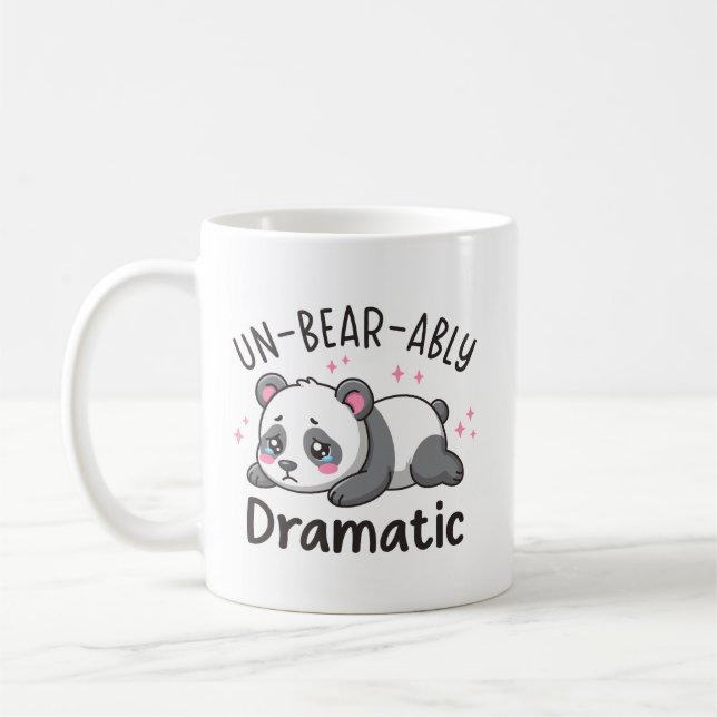 Outhärdligt Dramatisk - Söt Sorgsen Panda Puns Des Kaffemugg (Vänster)