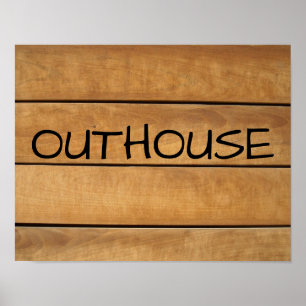 OUTHOUSE Rustic Bathroom-tecken Poster