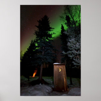 Outhouse under vinter-Auroran Poster