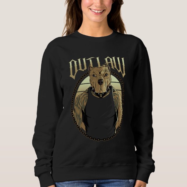 Outlaw American Pit Bull Terrier Tattooed Dog Pitb T Shirt (Framsida)