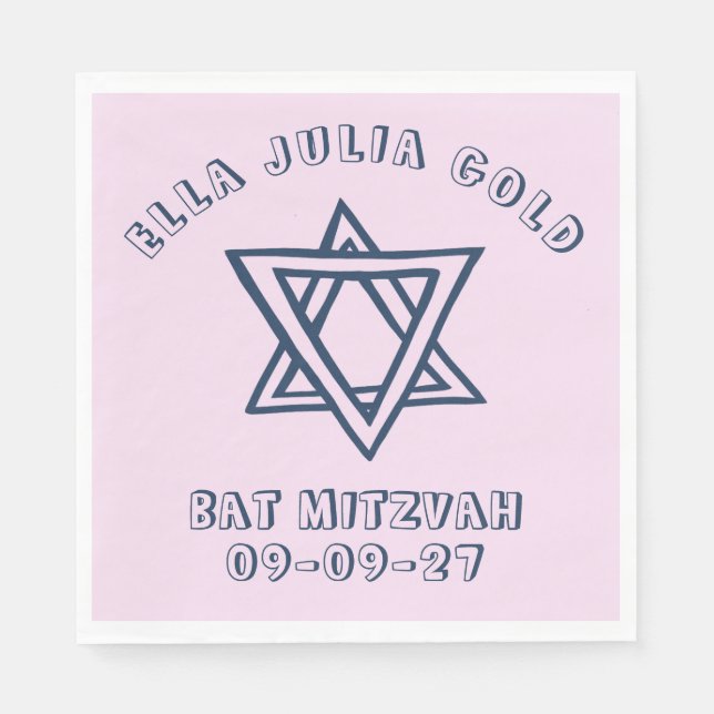 OUTLINE BREV STAR of DAVID Anpassningsbar Bat mitz Pappersservett (Framsidan)