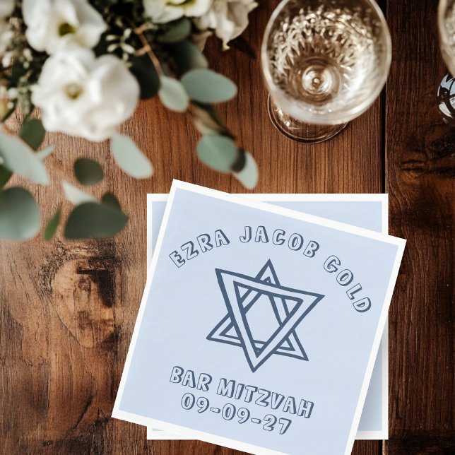 OUTLINE BREV STAR of DAVID Anpassningsbar Bat mitz Pappersservett (OUTLINE LETTERS STAR of DAVID Custom Bat Mitzvah Napkins
)