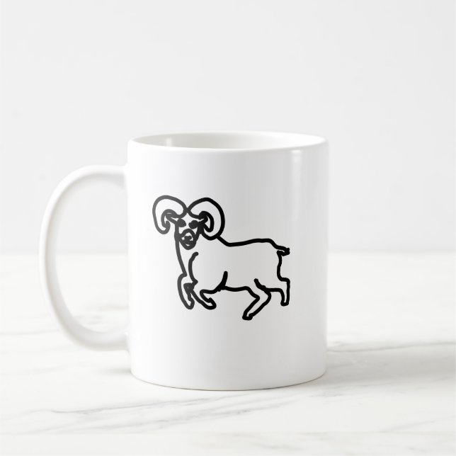 Outline Ram Zodiac Mug | Minimal Aries Silhouette Kaffemugg (Vänster)