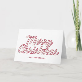 Outline Retro Script Merry Christmas Helgkort