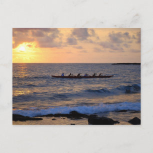 Outrigger Canoe at Sunset, Hawaii, vykort