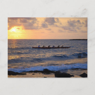 Outrigger Canoe at Sunset, Hawaii, vykort