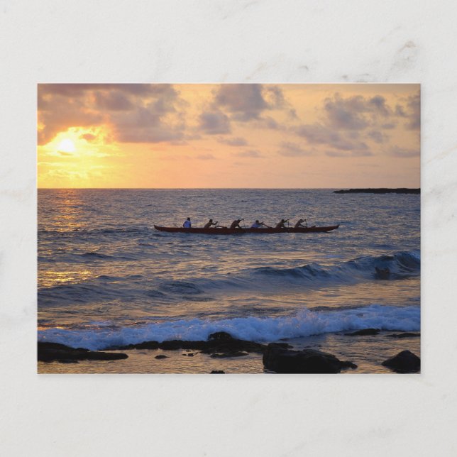 Outrigger Canoe at Sunset, Hawaii, vykort (Framsida)