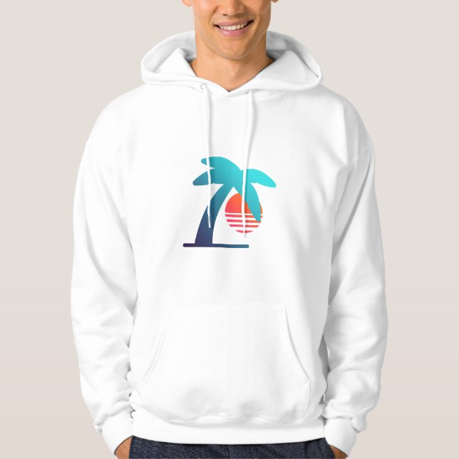 Outrun Retro Classic Palm Logo hoodie (Framsida)