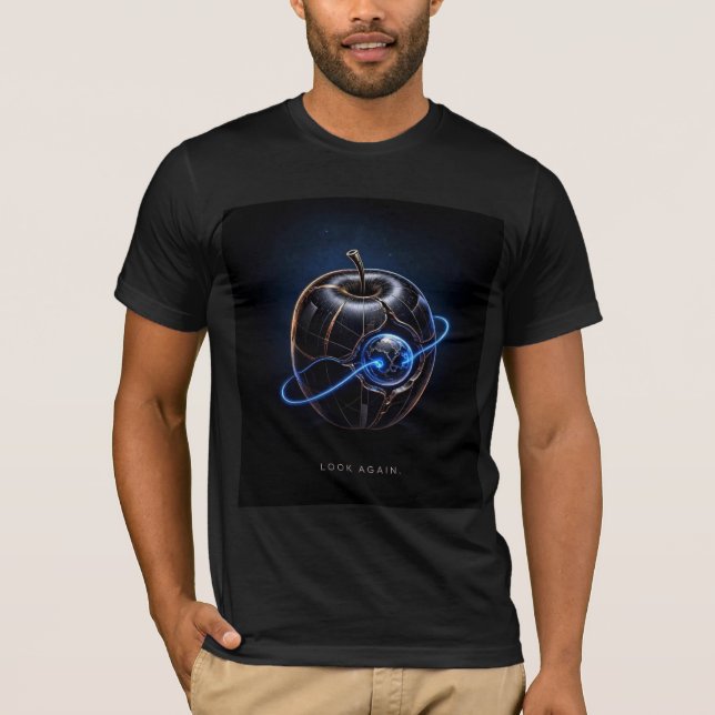 OUTTA SPACE — Blå äpple: Genomträngande planet T-s T Shirt (Framsida)