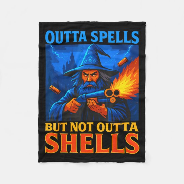 Outta Spells But Not Outta Shells Wizard Fantasy M Fleecefilt (Framsidan)