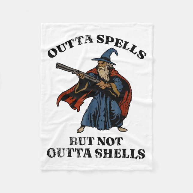 Outta Spells But Not Outta Shells Wizard Fantasy M Fleecefilt (Framsidan)