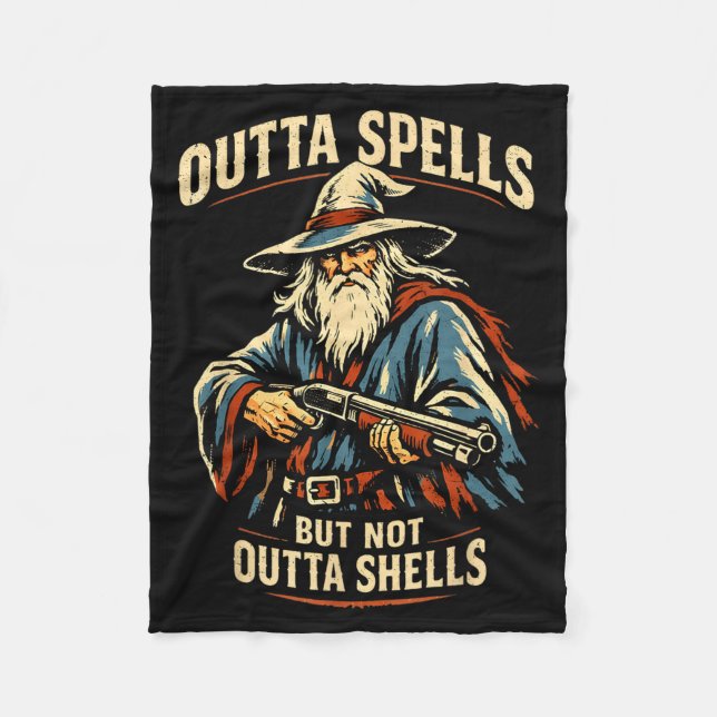 Outta Spells But Not Outta Shells Wizard Fantasy M Fleecefilt (Framsidan)
