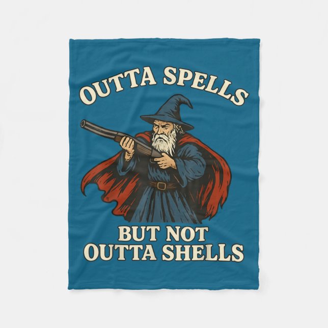 Outta Spells But Not Outta Shells Wizard Fantasy M Fleecefilt (Framsidan)