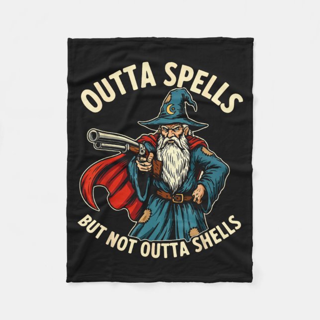 Outta Spells But Not Outta Shells Wizard Fantasy M Fleecefilt (Framsidan)