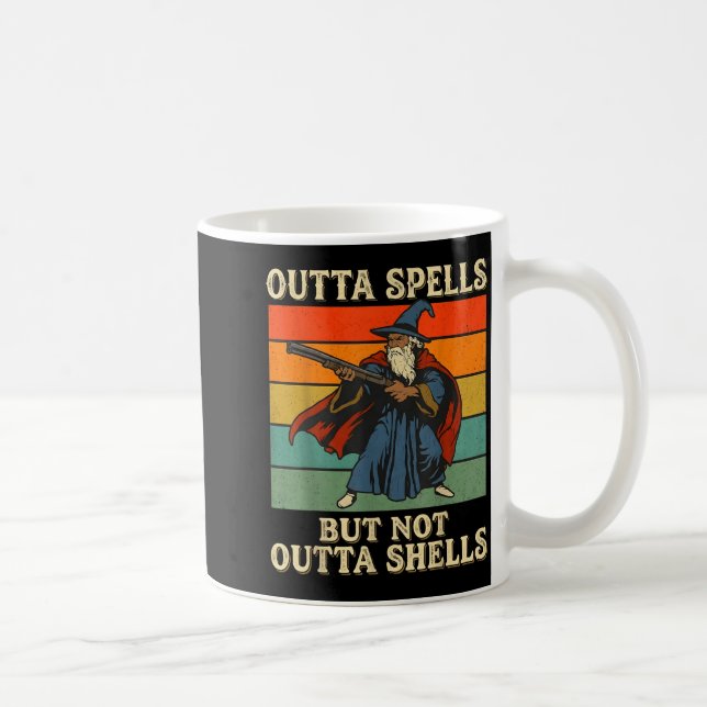 Outta Spells But Not Outta Shells Wizard Retro Fan Kaffemugg (Höger)