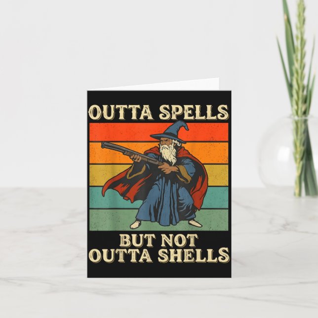 Outta Spells But Not Outta Shells Wizard Retro Fan Kort (Framsida)