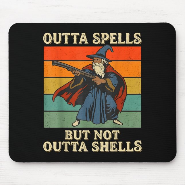 Outta Spells But Not Outta Shells Wizard Retro Fan Musmatta (Framsidan)