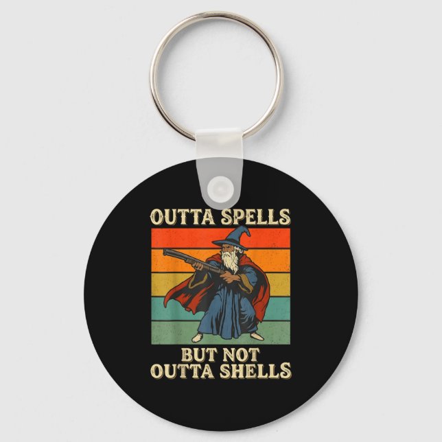 Outta Spells But Not Outta Shells Wizard Retro Fan Nyckelring (Framsida)