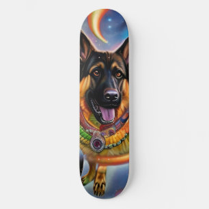 Outta The World Trippy German Shepherd Mini Skateboard Bräda 18,5 Cm