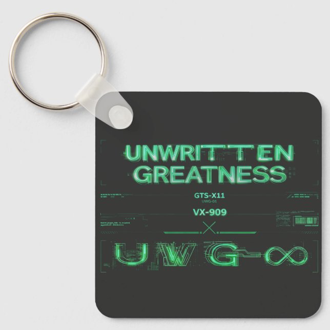 "Outvecklad Storhet" Cyberpunk Nyckelring (Framsida)