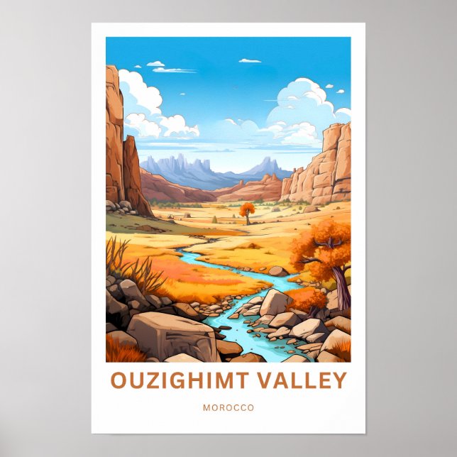 Ouzighimt Valley Marocko Travel Print Poster (Framsidan)