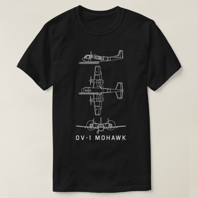 OV1 Mohawk American Flygplan Blueprint Gift T Shirt (Design framsida)