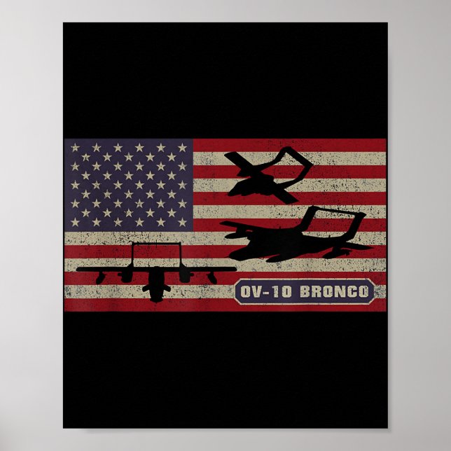 Ov-10 Bronco Observation Aircraft American Flagga Poster (Framsidan)