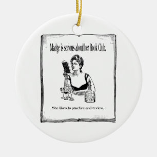 Öva för bokklubbvintagedesign julgransprydnad keramik