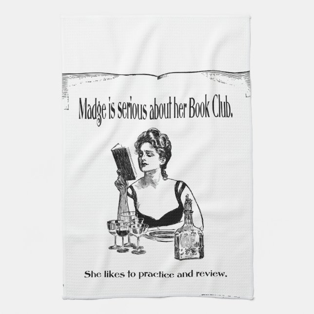 Öva för bokklubbvintagedesign kökshandduk (Vertikal)