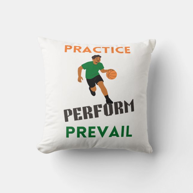 Öva. Prestera. Segra. Basketmotiv  Kudde (Framsida)