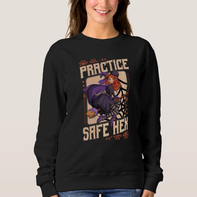 Öva säker Hex Halloween häxa T Shirt (Framsida)