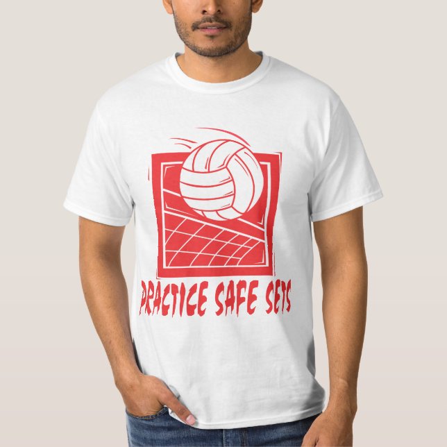 Öva säker uppsättningvolleyboll t shirt (Framsida)