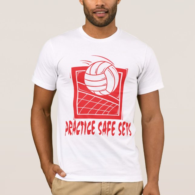 Öva säker uppsättningvolleyboll tee shirt (Framsida)