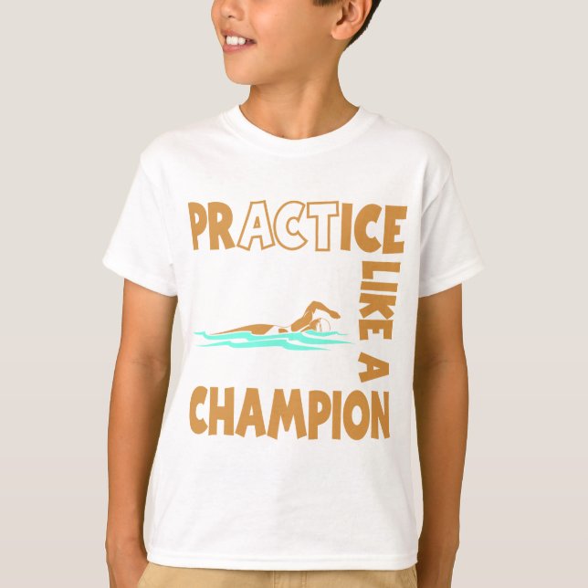 Öva simman, guld t-shirt (Framsida)