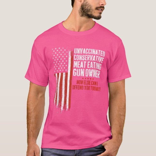 Ovaccinerat Konservativ Kött Eating Gun Owner T Shirt (Framsida)