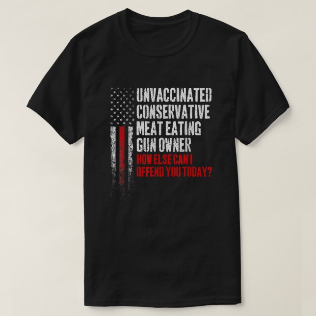 Ovaccinerat Konservativ Kött Eating Gun Owner T Shirt (Design framsida)