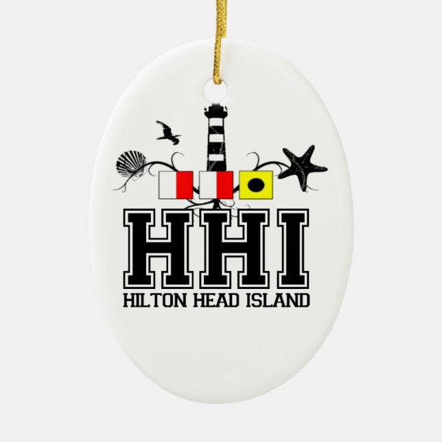 OVAL AHilton för KUST Head Island. Julgransprydnad Keramik (Framsidan)