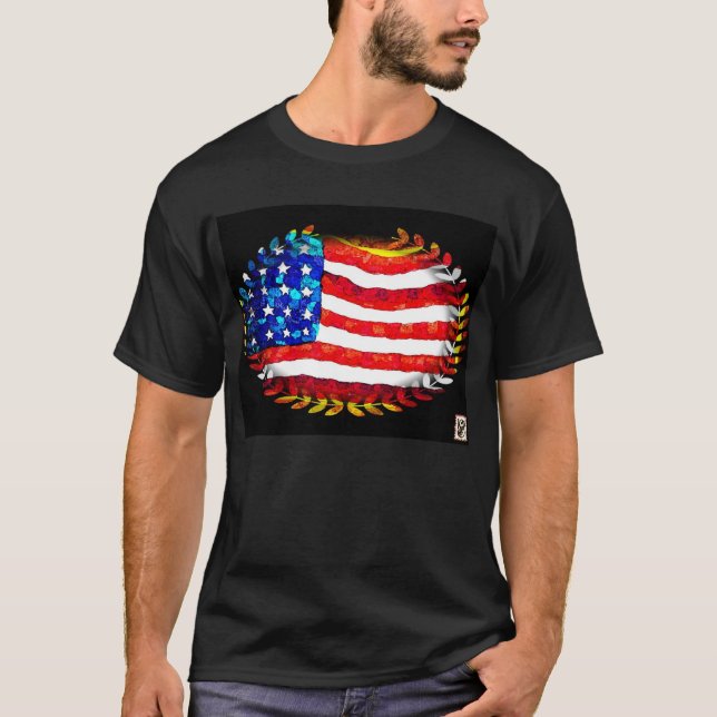 oval amerikanska flaggan tee shirt (Framsida)