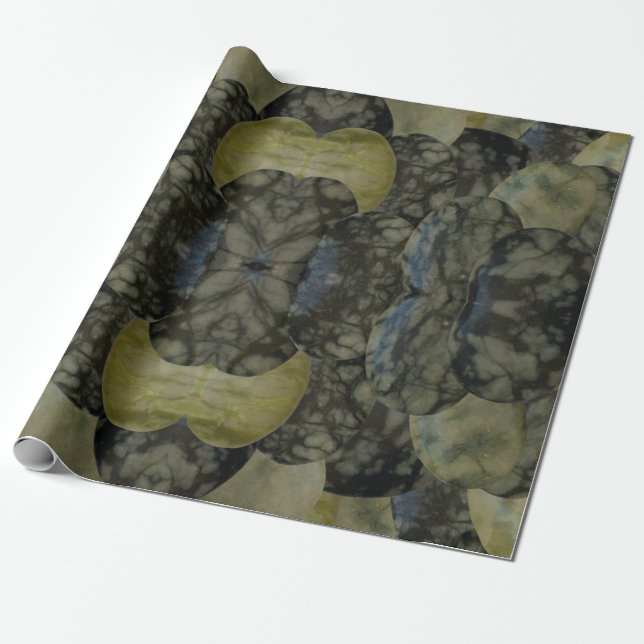 Oval Banded Agate Gemstone 4 Part Mönster Presentpapper (Utrullad)